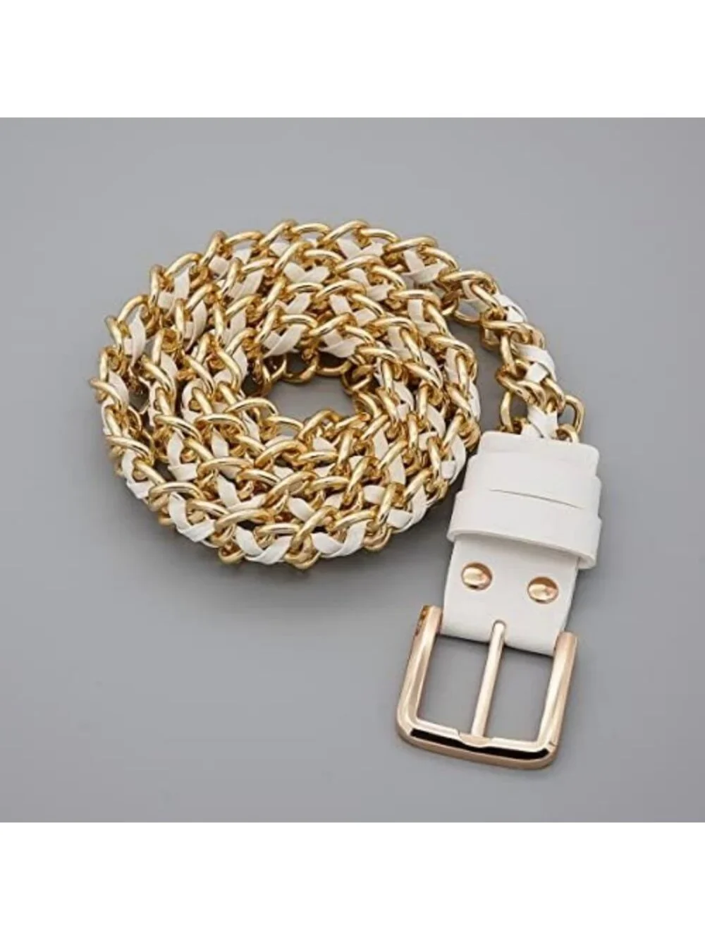 Stylish Gold Metal Punk Leather Chain Waist Belt for Women - Perfect for Dresses